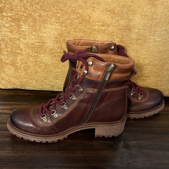 PIKOLINOS Brown and Burgundy Lace Up Boots - Picture 6 of 9